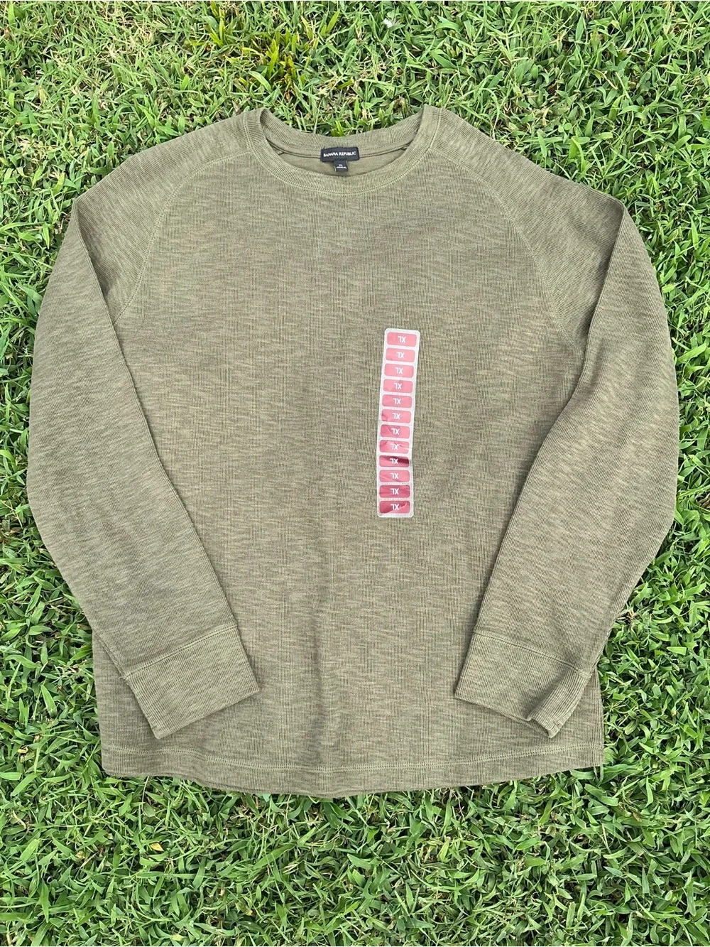 Banana Republic Olive Green Crewneck Sweatshirt with Vertical Patch